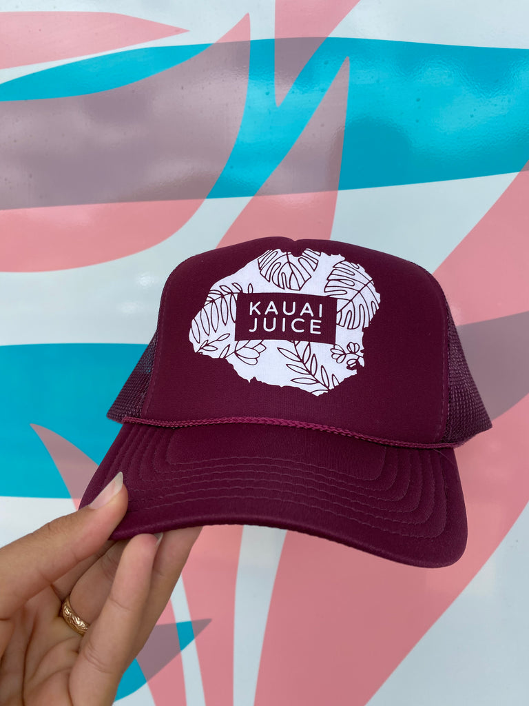 Maroon trucker top hat