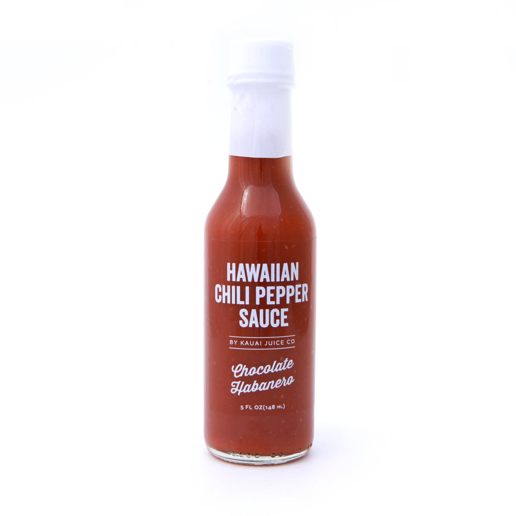bottle of Hawaiian Chili Pepper Sauce in Chocolate Habanero flavor