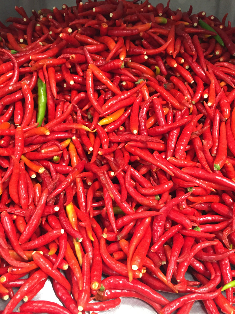 pile of red thai chili peppers