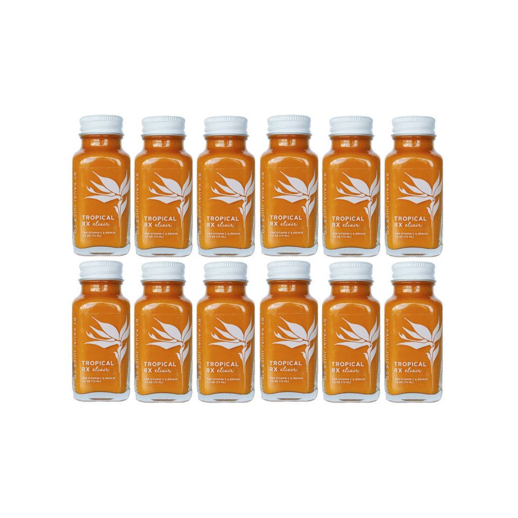 12 bottles of tropical rx elixir by Kauai Juice Co