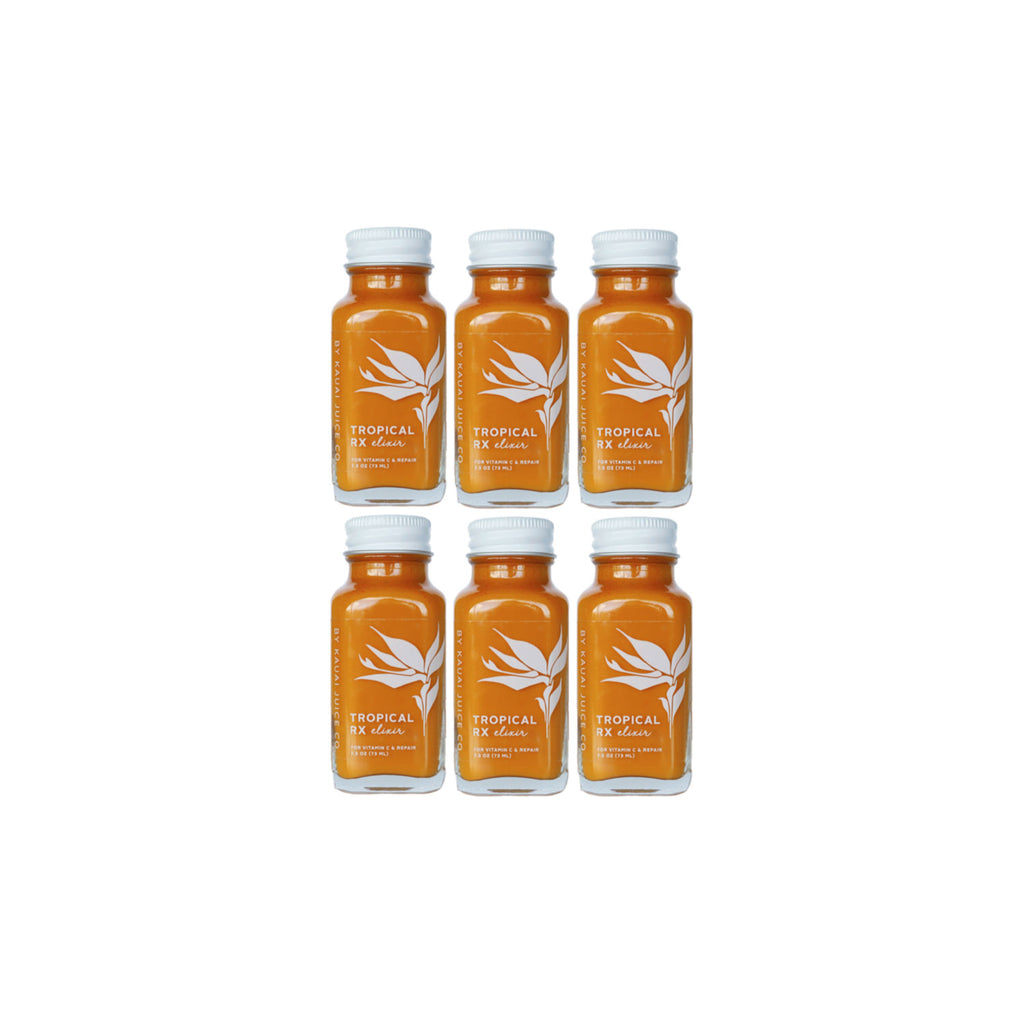 6 bottles of tropical rx elixir by Kauai Juice Co