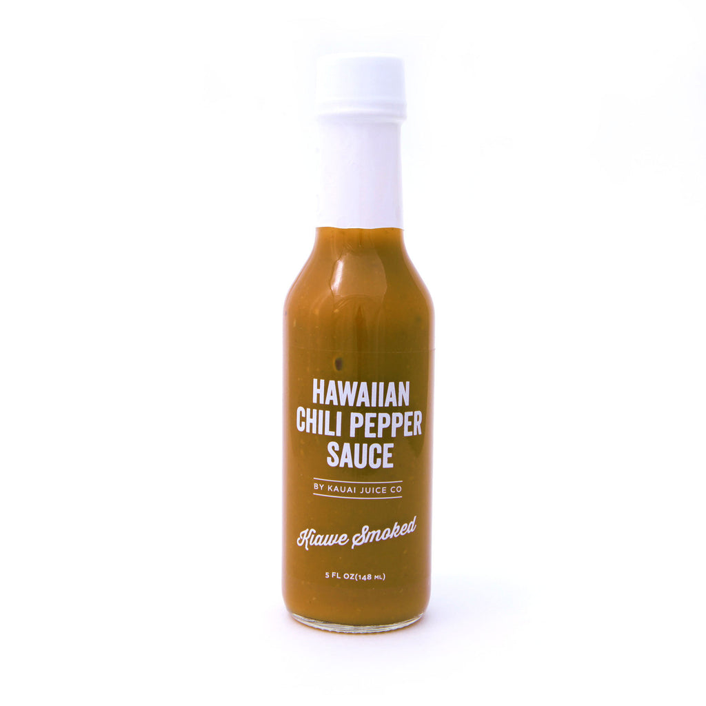 bottle of Hawaiian Chili Pepper Sauce in Kiawe Smoked flavor
