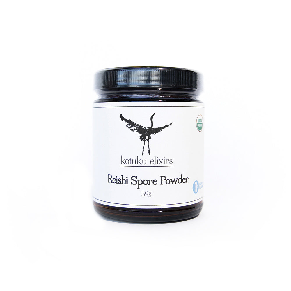Front of Jar of Kotuku Elixirs Reishi Spore Powder