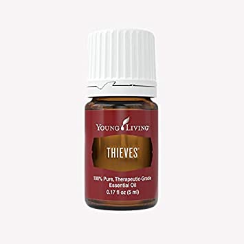 Small bottle of Young Living Thieves essential oil